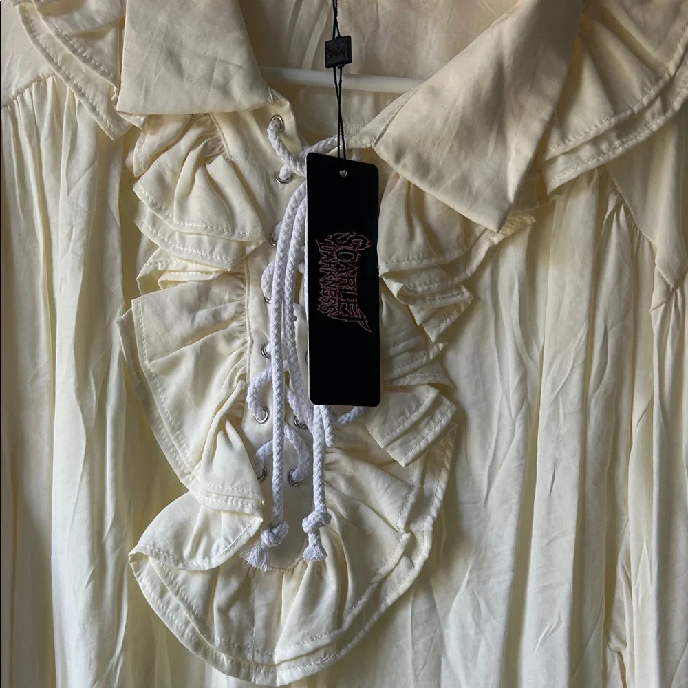 Cream Ruffled Blouse - Picture 2 of 3